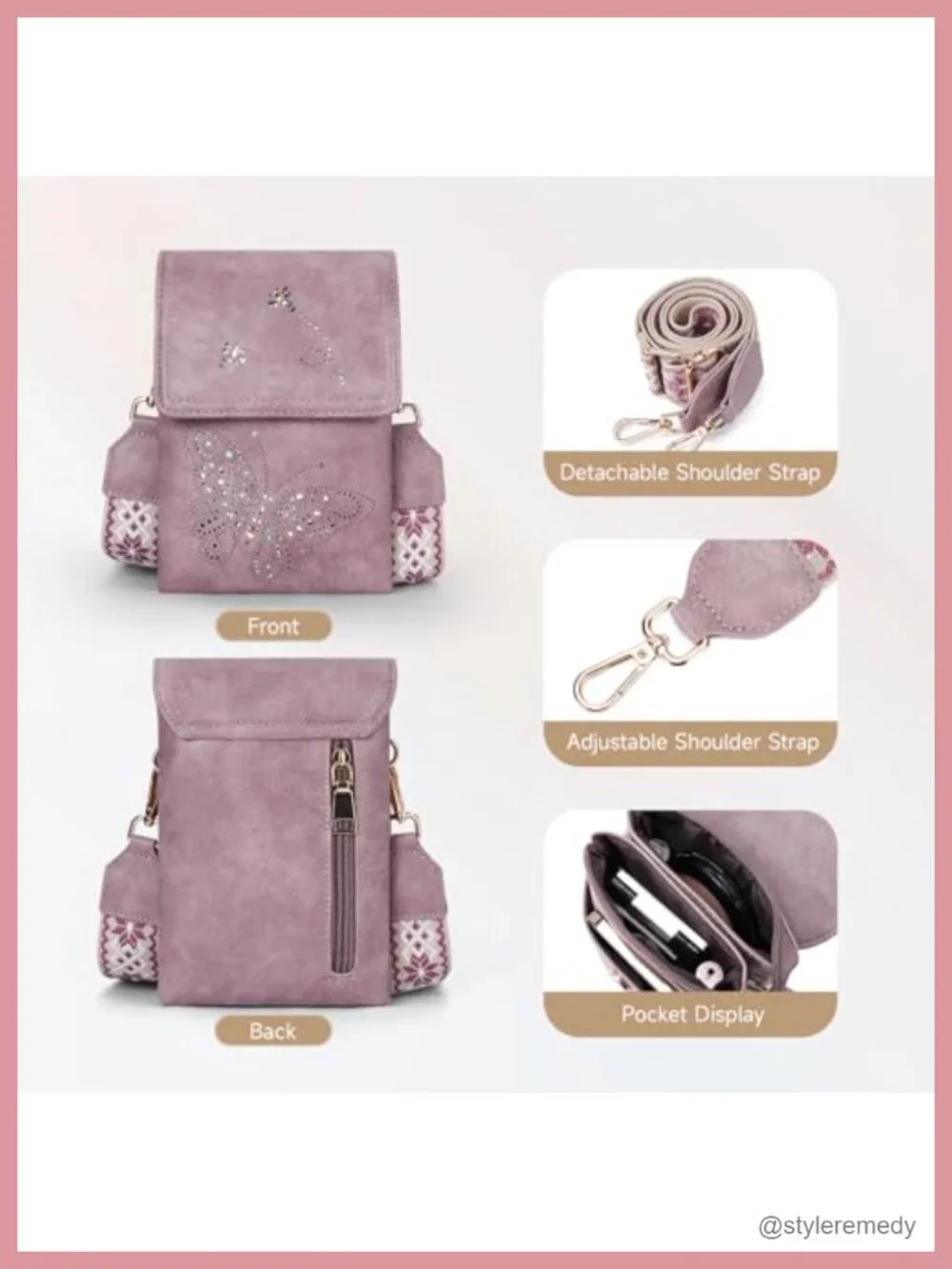 Vegan Leather Crossbody Phone Purse with Adjustable Strap